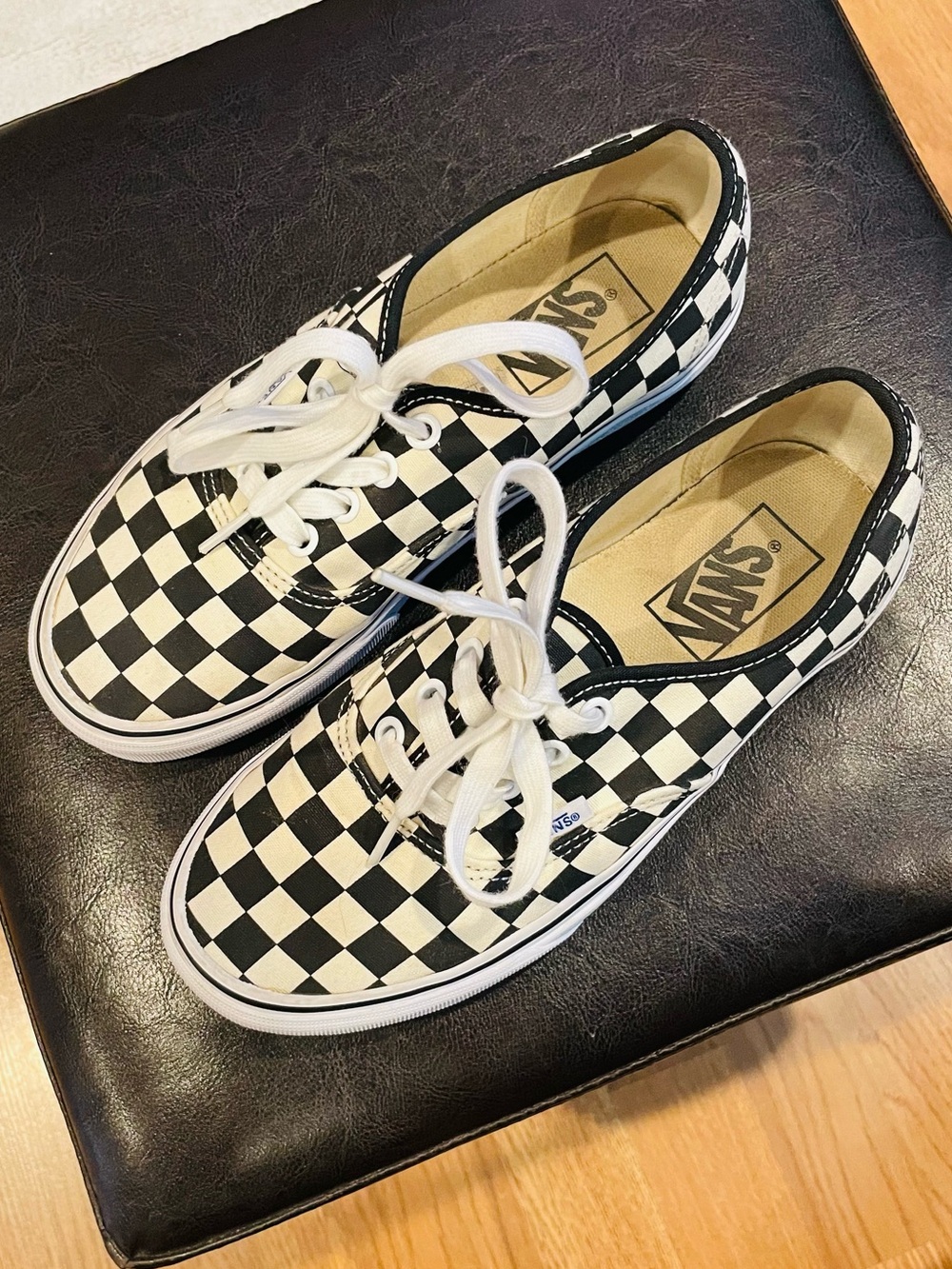 Vans Women’s Checkerboard Canvas Sneakers - Black & White